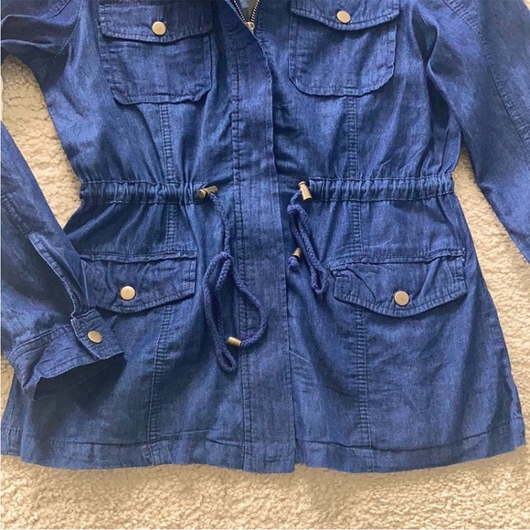 Hooded, Front Zip Denim Jacket - Picture 4 of 10